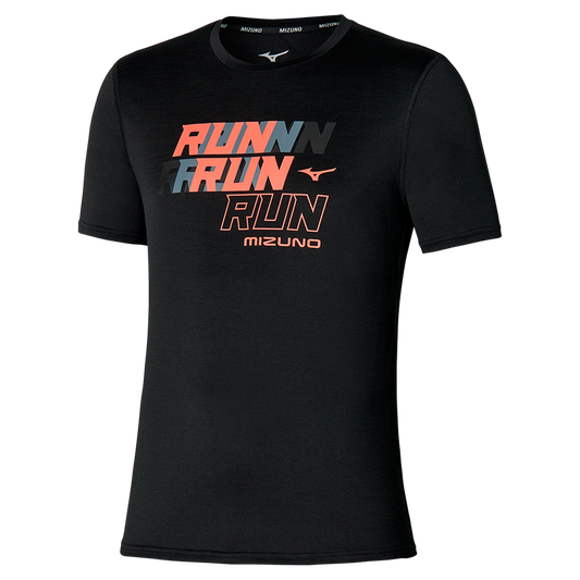 Mizuno Men Core RUN Graphic Running T-Shirt In Black